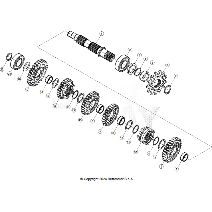 VUE ECLATEE BOÎTE A VITESSES ABRE SECONDAIRE BETA 350 RX 2026