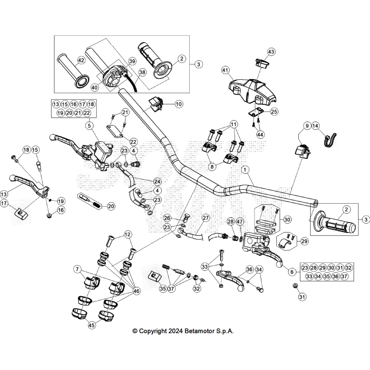VUE ECLATEE COMMANDES-GUIDON BETA 350 RX 2026