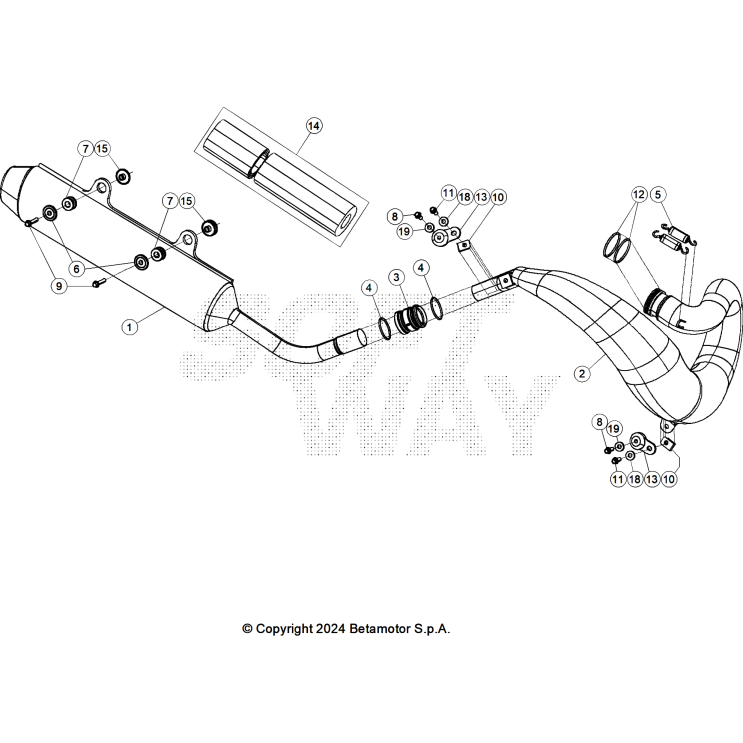 VUE ECLATEE ECHAPPEMENT BETA 350 RX 2026