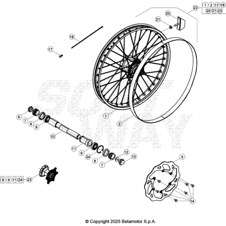 VUE ECLATEE ROUE AVANT BETA...