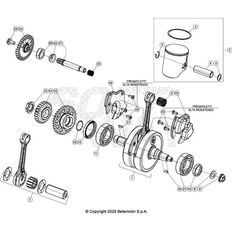 VUE ECLATEE VILEBREQUIN-PISTON-CONTRE-ARBRE BETA 250 RX 2026