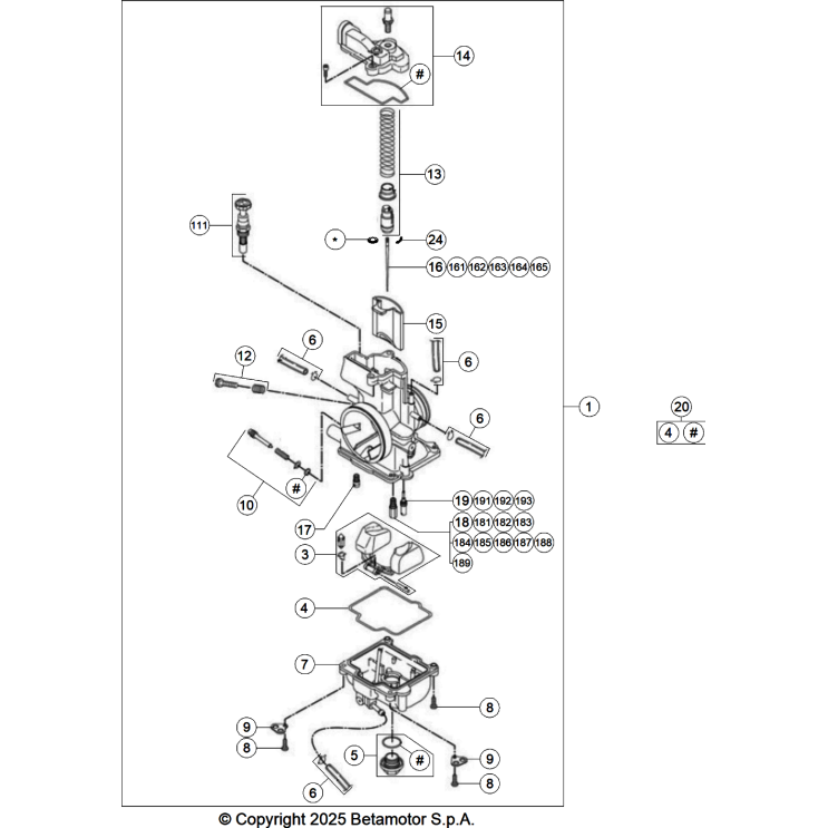VUE ECLATEE CARBURATEUR BETA 250 RX 2026