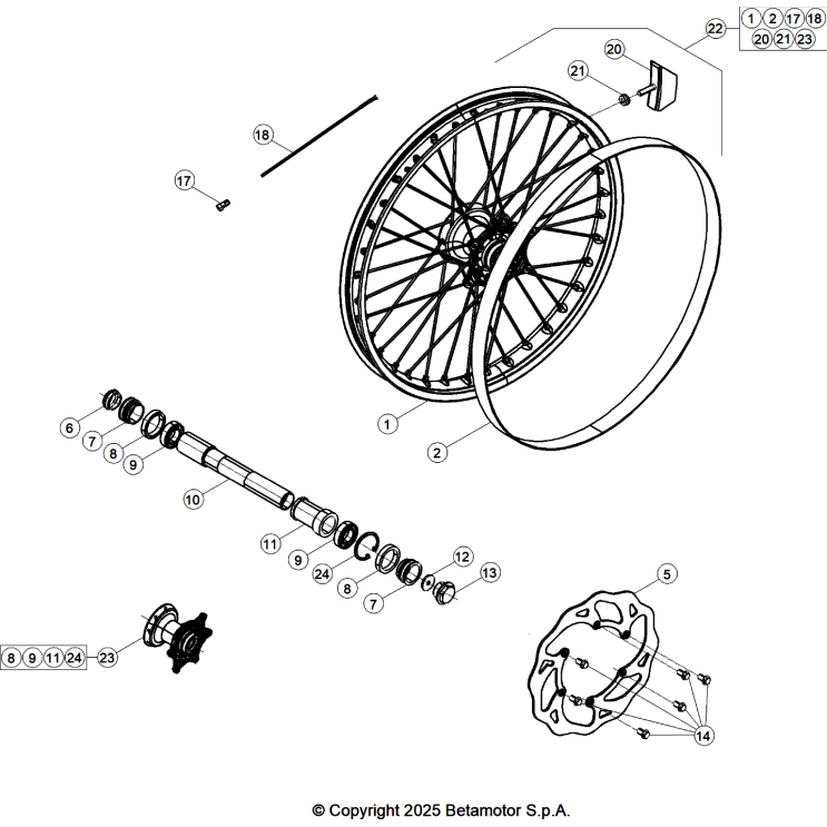 VUE ECLATEE ROUE AVANT BETA 250 RX 2026