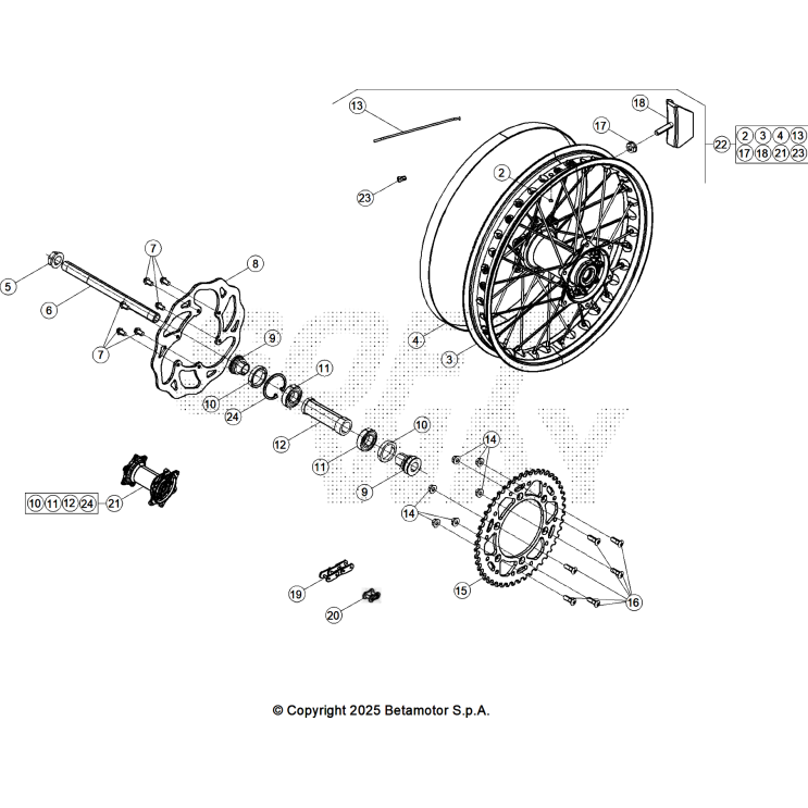 VUE ECLATEE ROUE ARRIERE BETA 250 RX 2026