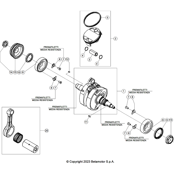 VUE ECLATEE VILEBREQUIN-PISTON-CONTRE ARBRE BETA 450 RX 2026