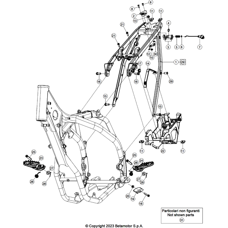 VUE ECLATEE ACCESSOIRES DU CHASSIS BETA 450 RX 2026