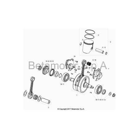 Vilebrequin, piston BETA 250 RR 2019